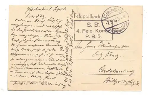 F 08310 MACHAULT, Strasse in Machault, IX AR Feldlazarett, 1916, deutsche Feldpost