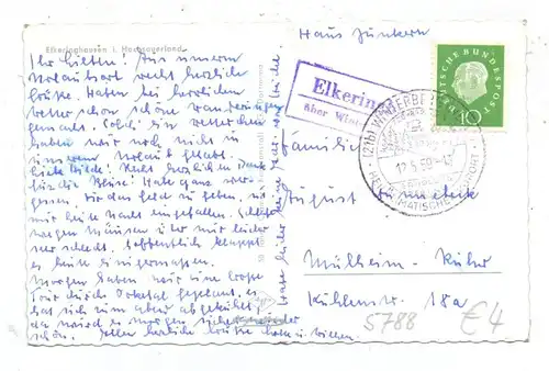 5788 WINTERBERG - ELKERINGHAUSEN, Ortsansicht, Landpost-Stempel, 1959