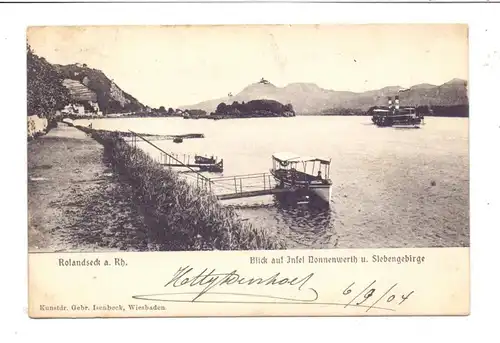 5480 REMAGEN - ROLANDSECK, Blick auf Nonnenwerth und Siebengebirge, 1904,