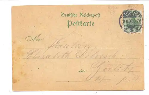 0-8921 KREBA / CREBA O.L., Lithographie 1903, Biebfach's Gasthof, Gasthofsgarten, Schule, Kirche, Schloss,