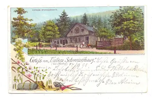 0-6055 OBERHOF, Lithographie 1898, Unteres Schweizerhaus, Druckstelle, kl. Einriss