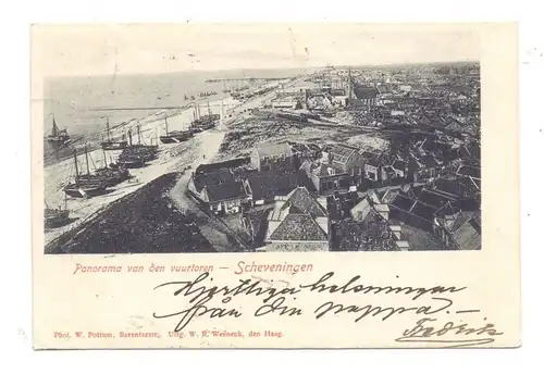 NL - ZUID-HOLLAND - SCHEVENINGEN, Panorama van den vuurtoren, 1900, Ferry Post Sassnitz-Trelleborg