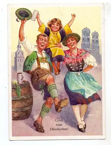 8000 MÜNCHEN, Gruß vom Oktoberfest 1953, Trachten, Münchner Kindl