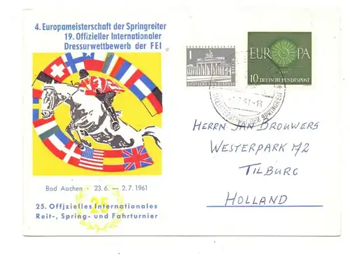 SPORT - REITEN, Europameisterschaft der Springreiter, Aachen, 1961, Sonderpostkarte