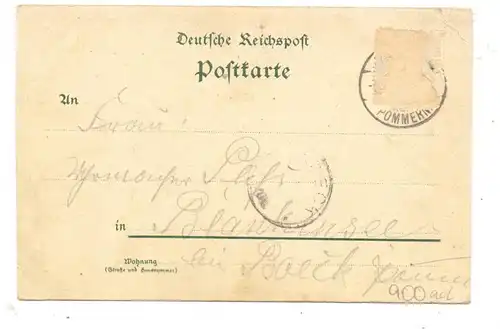 0-2381 WIECK, Lithographie 1899, Restaurant Jacobs, Hafeneinfahrt, Am Fischerhafen, Druckstelle