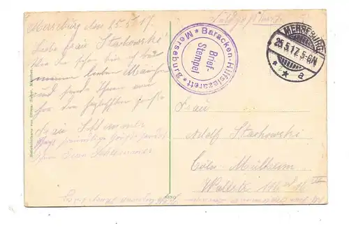 0-4200 MERSEBURG, Bootshaus Ruderverein, 1917, Lazarett Nebenstempel