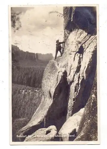 SPORT - BERGSTEIGEN / Climbing, Sächsische Schweiz,  Am schmalen Band