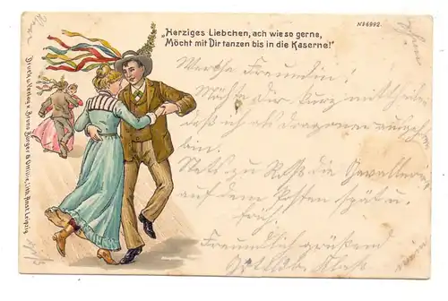 TRACHTEN - Tanz, "Herziges Liebchen...", Lithographie Bürger & Ottilie, 1902