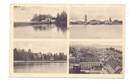 8990 LINDAU, Villa Toscana, Landthor-Brücke, Capazen, Panorama mit Leuchtturm, keine AK-Einteilung