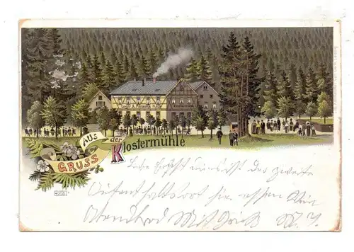 0-5804 FRIEDRICHRODA - REINHARDSBRUNN, Gruss aus der Klostermühle, Lithographie 1899