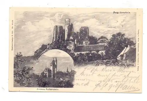 0-5631 BORNHAGEN / Eichsfeld, Burg Hanstein, Schloss Rothenstein, Künstler-Karte 1902
