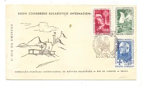 BRASIL, 1955, Michel 881-883, Eucharistischer Kongress, Kardinal Masella, Sonderstempel