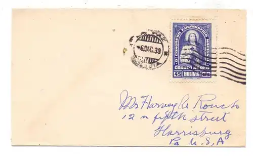 BOLIVIA, 1939, Michel 312, Eucharistischer Kongress, Einzelfrankatur in die USA