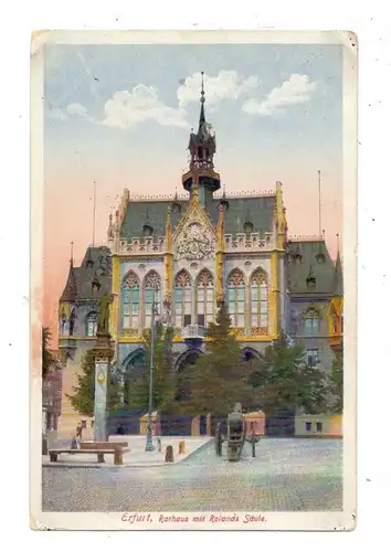 0-6900 JENA, Rathaus und Roland Statue, 1930