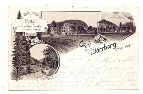 0-5214 GRÄFENRODA - DÖRRBERG, Lithographie 1904, Hotel zum wilden Gerathal, 3 Ansichten