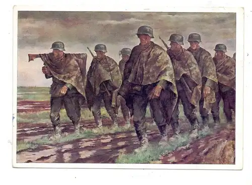 MILITÄR - 2. Weltkrieg, Wehrmacht, Künstler-Karte Lipus, "Durch russische Steppe", Große Deutsche Kunstausstellung 1942