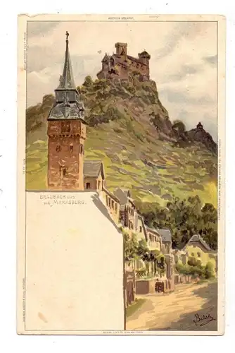 5423 BRAUBACH, Braubach und die Marksburg, Künstler-Karte, ca. 1900