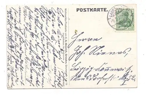 0-8000 DRESDEN, Werbe-Karte C.G.Heinrich, Postkutsche auf Kufen, 1912