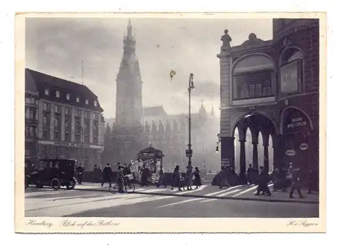 2000 HAMBURG, Blick auf das Rathaus, Zeitungs - Kiosk, Oldtimer