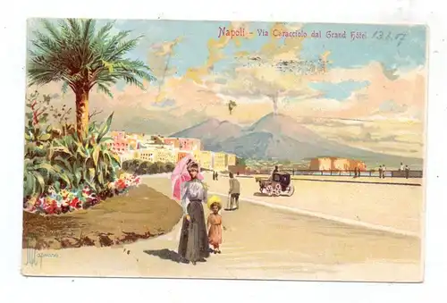 I 80100 NAPOLI / NEAPEL, Via Caracciolo dal Grand Hotel, 1907, Künstler/ Artista Mapuano