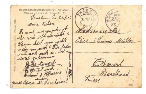 F 68100 MÜHLHAUSEN-DORNACH / MULHOUSE-DORNACH, Reigenmannschaft des Arbeiter-Radfahrer-Vereins, 1913