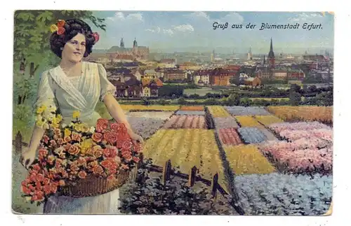 0-5000 ERFURT, Gruss aus der Blumenstadt, 1917, kl. Druckstelle