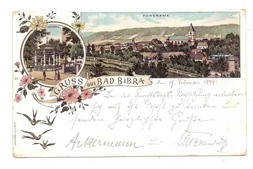 0-4802 BAD BIBRA, Lithographie 1897, Brunnenhalle, Gesamtansicht