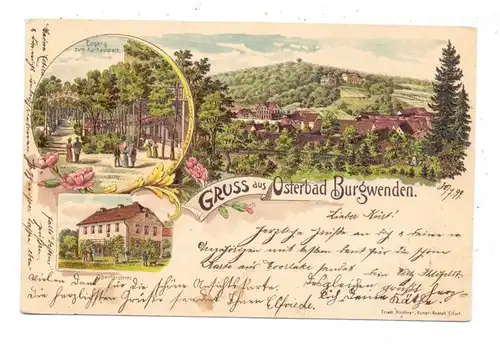 0-5234 KÖLLEDA - BURGWENDEN, Lithographie 1899, Oberförsterei, Kurhauspark, Gesamtansicht Osterbad