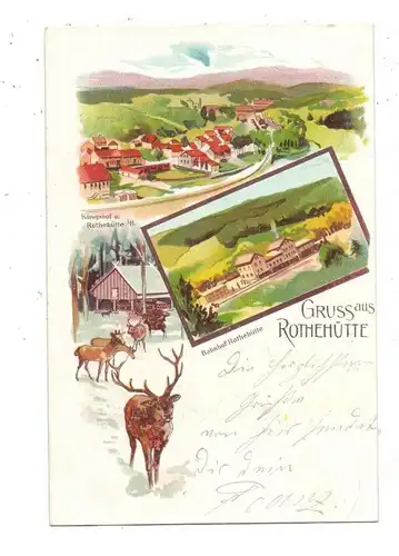 0-3701 ELBINGERODE - ROTHEHÜTTE, Lithographie, Bahnhof, Königshof und Rothehütte, Bahnpost Halberstadt-Tanne