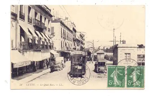 F 34200 SETE / CETTE, Le Quai Bosc, Tram, 1913, Louis Levy # 51