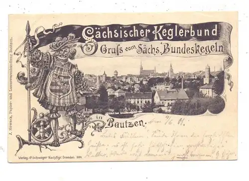 BOWLING / KEGELN, Sächsischer Keglerbund, Gruß vom Sächsischen Bundeskegeln, 1901