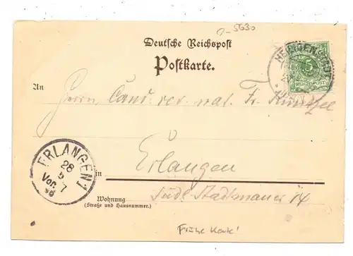 0-5630 HEILIGENSTADT, Gruss aus der "Alten Burg", Brauereiausschank, 1896, frühe Karte