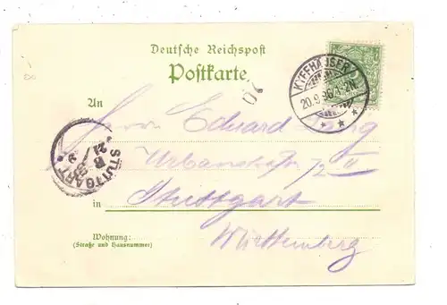 0-4712 KYFFHÄUSER, Lithographie 1896, Kyffhäuser, Kaiser-Wilhelm-Denkmal, Die Rothenburg