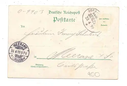 0-9903 PÖHL - RENTZSCHMÜHLE, Lithographie 1899, Bahnhof Rentzschmühle, Ruine Liebau, Partie aus dem Steinicht