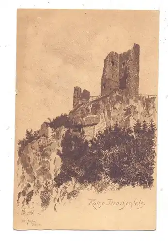 5330 KÖNIGSWINTER, Ruine Drachenfels, Künstler-Karte Carl Jander, ca. 1905
