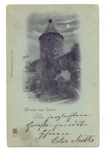 7630 LAHR, Storchenturm, 1899, Mondscheinkarte