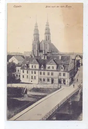 OBER-SCHLESIEN - OPPELN / OPOLE, Blick nach der kath. Kirche, 1920, Oberschlesien-Frankatur nach Frankreich
