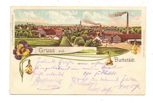 0-5232 BUTTSTÄDT, Lithographie, Gesamtansicht mit Fabrik