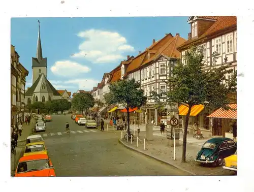 3408 DUDERSTADT, Eichsfeld, Marktstrasse und St. Servatiuskirche, VW Volkswagen Käfer