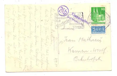 2280 WESTERLAND / Sylt, Landpoststempel "Klappholttal über Westerland", 1951