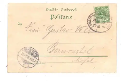 0-6820 RUDOLSTADT, Lithographie 1898, 4 Ansichten, Bahnpost