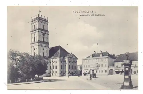 0-2080 NEUSTRELITZ, Markt und Stadtkirche, Uhr, 1906, Trenkler