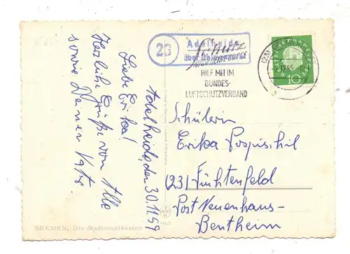 2870 DELMENHORST, Postgeschichte, Landpost-Stempel "Adelheide über Delmenhorst", 1959