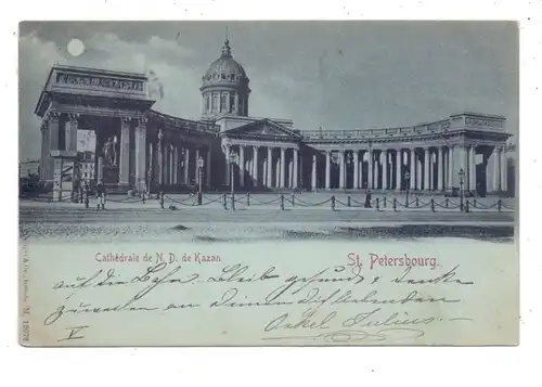 RU 190000 SANKT PETERSBURG, Kazan Kathedrale, 1899, Petersburger Nummernstempel, Mondschein-Karte