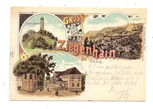 0-6900 JENA - ZIEGENHAIN, Lithographie 1899, 3 Ansichten, nach Riga befördert