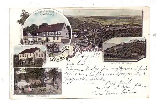 0-5234 KÖLLEDA - BURGWENDEN, Lithographie 1899, Gasthof, Oberförsterei, Kurhauspark..., Mittelknick