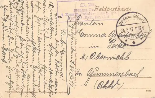 F 55480 VAL ET CHATILLON, 1. Weltkrieg, Strassenpartie, Eckmangel, deutsche Feldpost, 1917