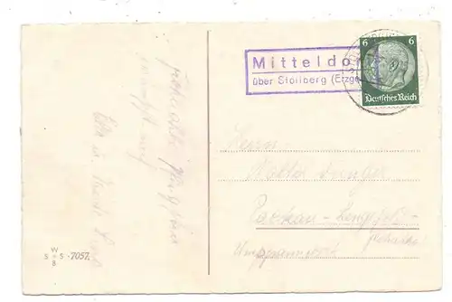 0-9150 STOLLBERG, Postgeschichte, Landpoststempel "Mitteldorf über Stollberg", 193..