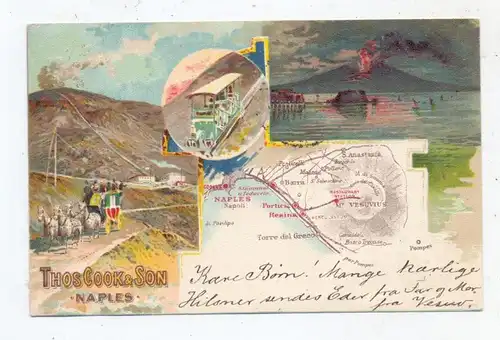 I 80100 NAPOLI / Neapel, Thomas Cook & Son, 1904, Vesuv, Funiculare
