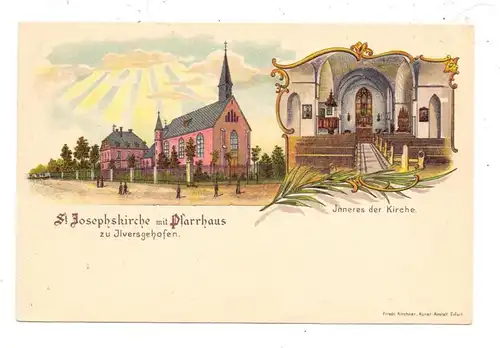 0-5000 ERFURT - ILVERSGEHOFEN, Lithographie, St. Josephskirche mit Pfarrhaus, kl. Kleberest rückseitig
